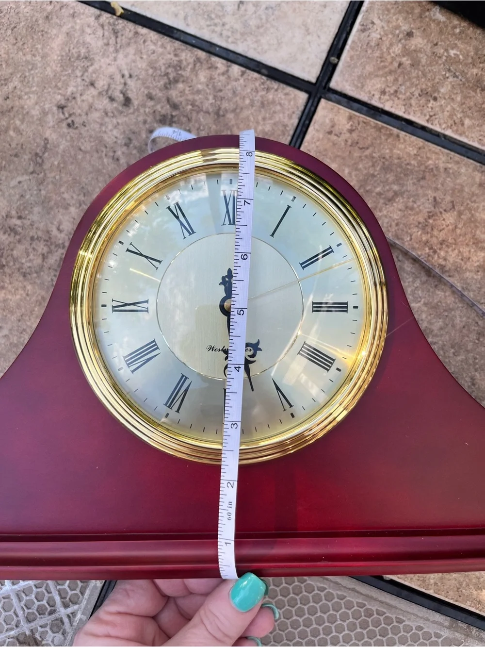 New vintage cherry colored Battery Operated Westminster mantle clock